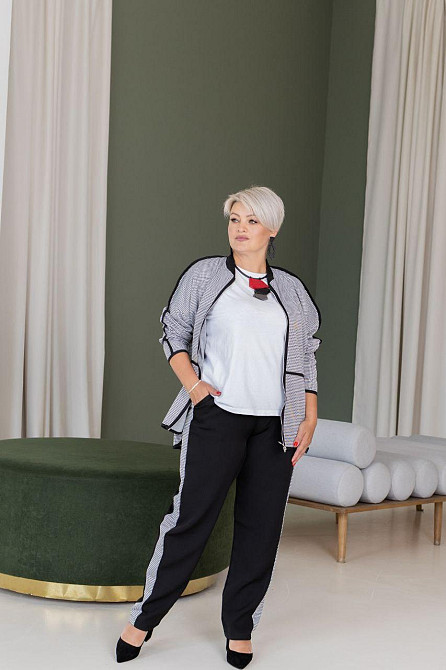 Жіночий стильний костюм-двійка з принтом трикотажний креп + костюмка 56/58 Одеса - фото 7