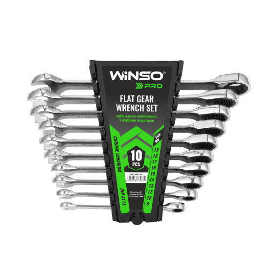 Набор комбинированных ключей с трещоткой WINSO PRO Cr-V, 10 шт (8–19 мм), в пластиковом держателе Киев
