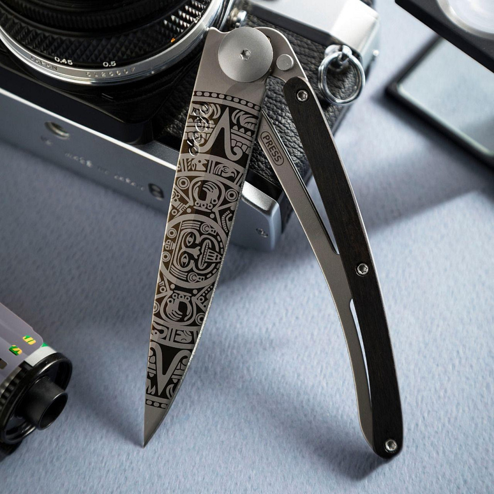 Універсальний Складаний Ніж з лазерним гравіюванням Ацтекське Сонце Deejo "37 грам" (1CB000073) Сталь Нововолинськ - фото 9