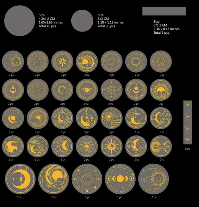 Голографические блестящие наклейки на солнце, Луна, планета.Стикеры.70 шт. Киев - изображение 2