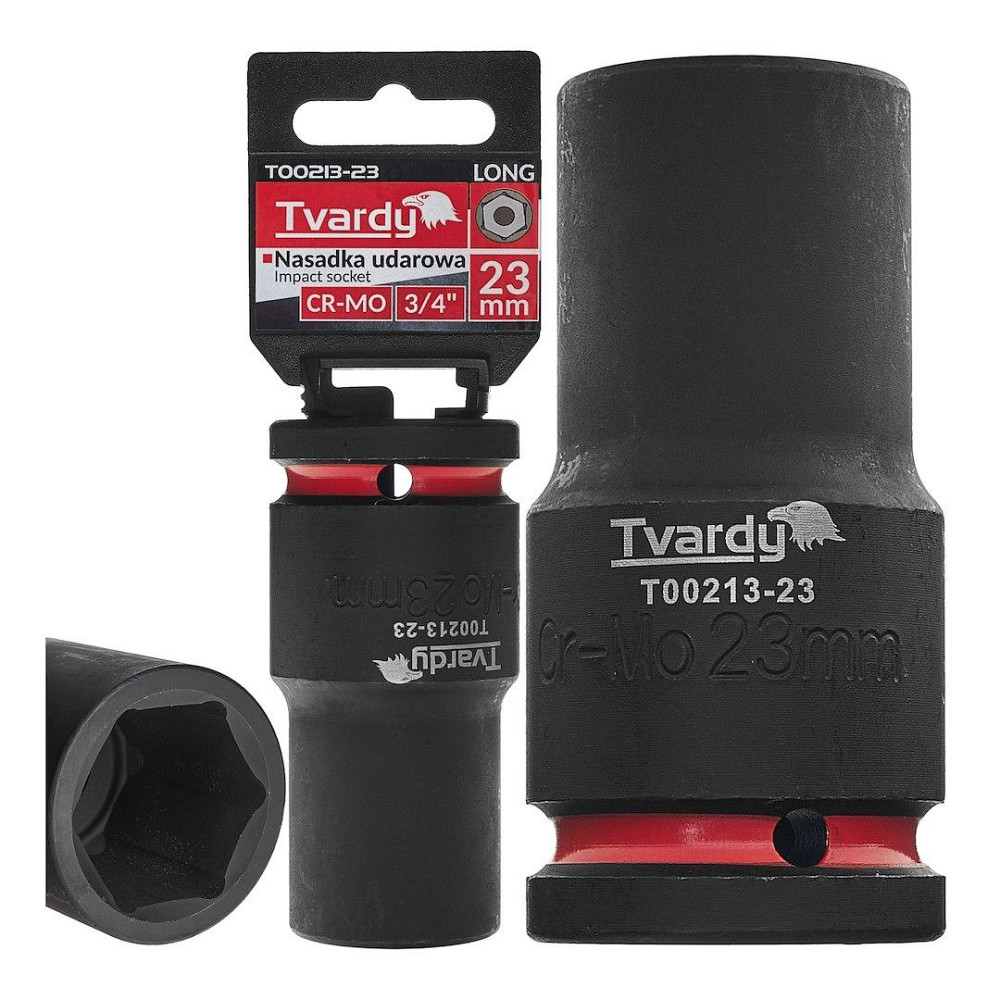 Головка ударна "Tvardy" з хром-молібденової сталі (Cr-Mo)  3/4"  6-гранна довга 23 мм Киев - изображение 2