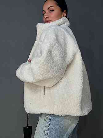 Шуба женская Lady Yep 10017 тедди бомбер оверсайз на молнии, молочний, one size Киев