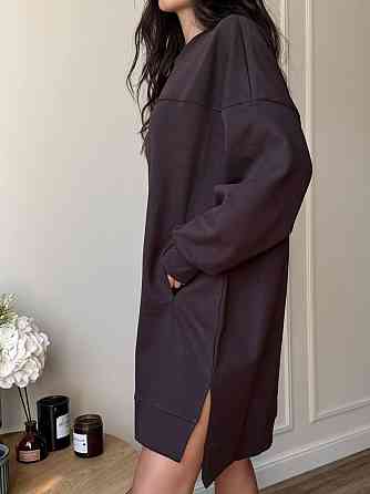 Женское спортивное оверсайз платье дабл фэйс 100% хлопок Шоколад Одесса