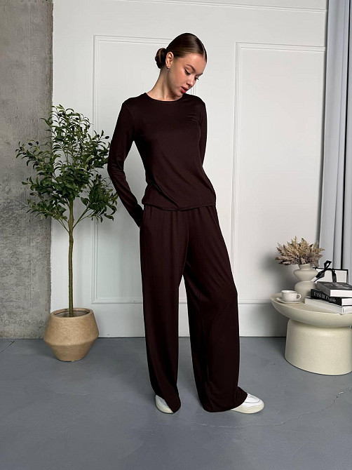 Женский базовый повседневный костюм из легкой вискозы Шоколад Одесса - изображение 10