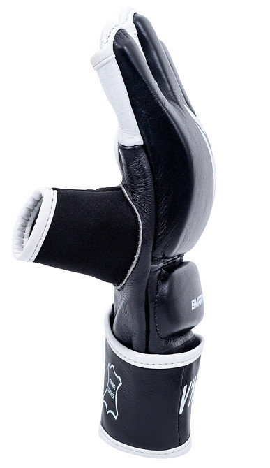 Рукавички для ММА змішаних єдиноборств рукопашного бою чорні натуральна шкіра V`Noks Aria White розмір S/M Київ - фото 3