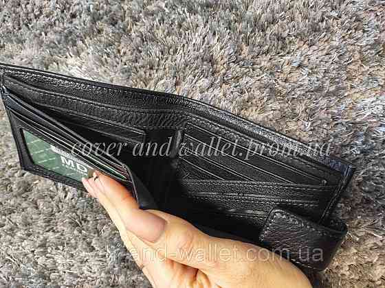 Кожаный мужской кошелек на магнитной фиксации двойного сложения MD Leather 128 Киев