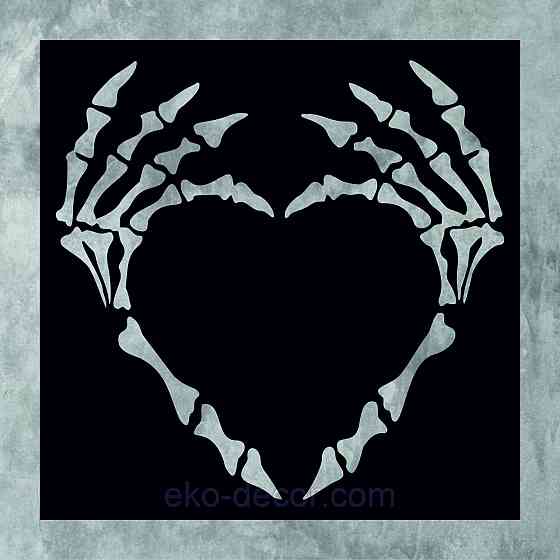 Декоративное настенное 3D Панно «Скелет», Декор на стену с объемом 70*70 см, Черный Киев