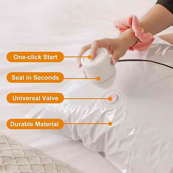 Вакуумные пакеты VMstr W309-12C Белый 12 шт (4 S/4 M/4 L) с электрическим насосом, герметичные мешки для Киев