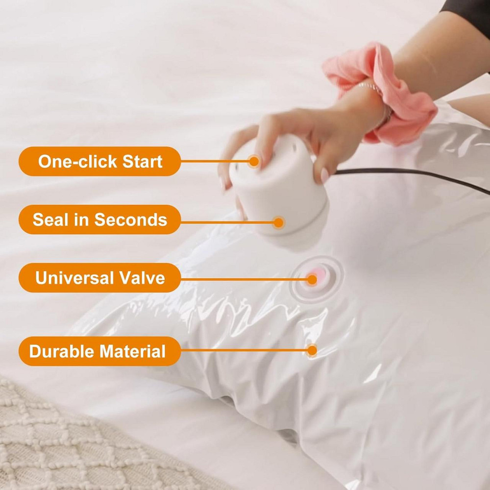 Вакуумные пакеты VMstr W309-12C Белый 12 шт (4 S/4 M/4 L) с электрическим насосом, герметичные мешки для Киев - изображение 3