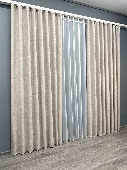 Комплект штор VR-Textil TWEED_V 150х270 2шт и Тюль 600х270 1914ш-1153т Пепельный с белым 71-145/5 Киев - изображение 3