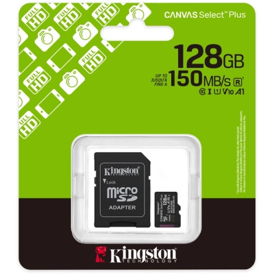 Карта памяти Kingston 128GB (з SD адаптером) Class 10 UHS-I U1 V10 A1 (SDCS3/128GB) Винница - изображение 3