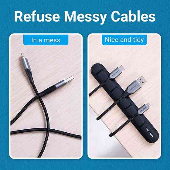 Органайзер Vention 7 Ports Desktop Cable Manager Black (KBSB0) Миколаїв