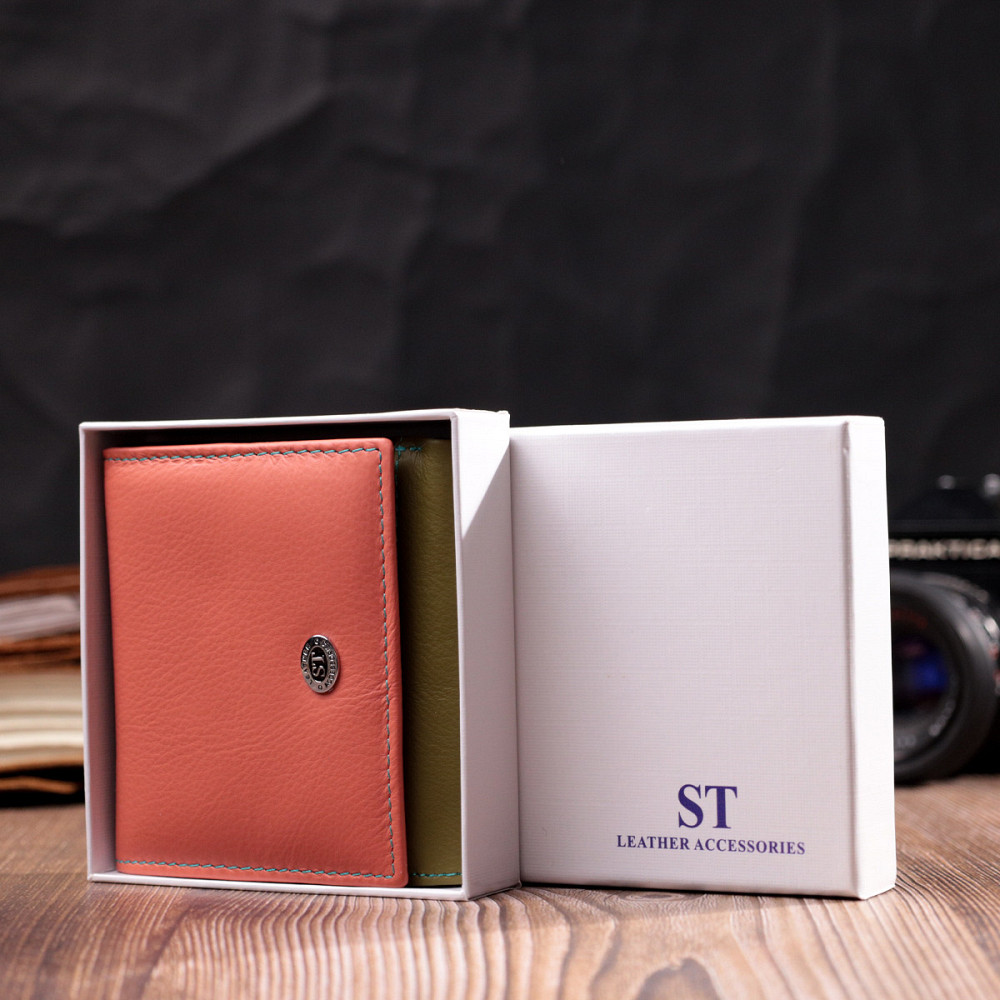 Модний жіночий гаманець з оригінальною монетницею з натуральної шкіри ST Leather 19511 Різнокольоровий Київ - фото 1