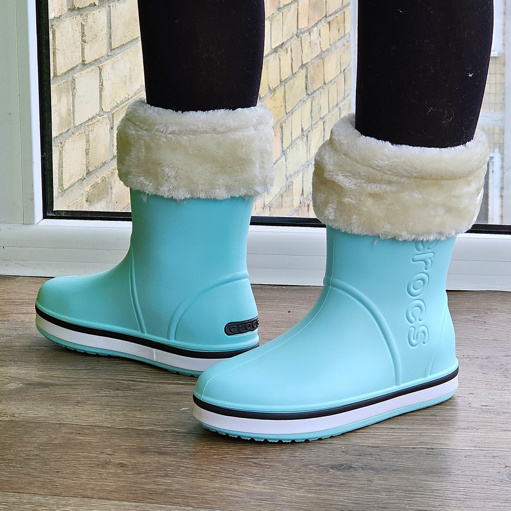 Жіночі Гумові Напівчоботи Блакитні CROCS Бірюзові Чоботи Крокси Теплі Зимові (розміри: 36,37,38,39,40,41) — Дніпро - фото 2