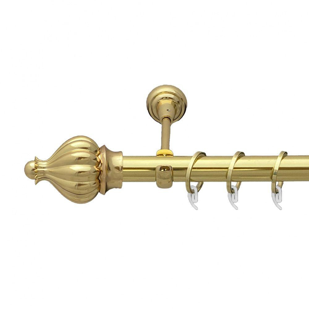 Карниз Orvit Таджа металевий однорядний відкритий гладка труба кільце фасонне металеве  Золото 25 мм 200 см Львов - изображение 1