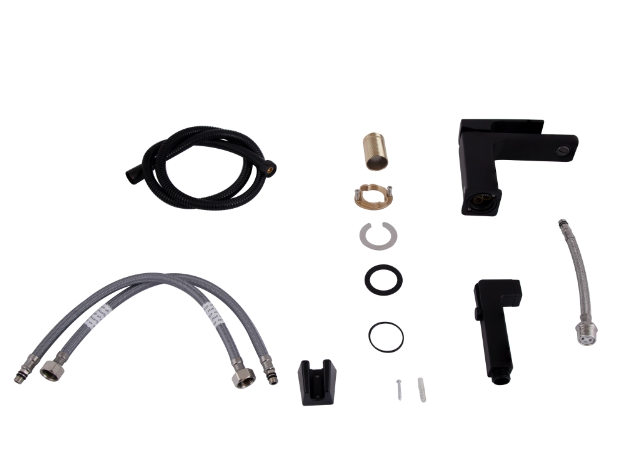 Змішувач для раковини Qtap Gemini з гігієнічним душем QTGEM272BLM45690 Black Matt чорний Київ - фото 7