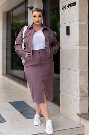 Женский стильный костюм двойка: жакет и юбка микровельвет Фрез, 56 Одесса