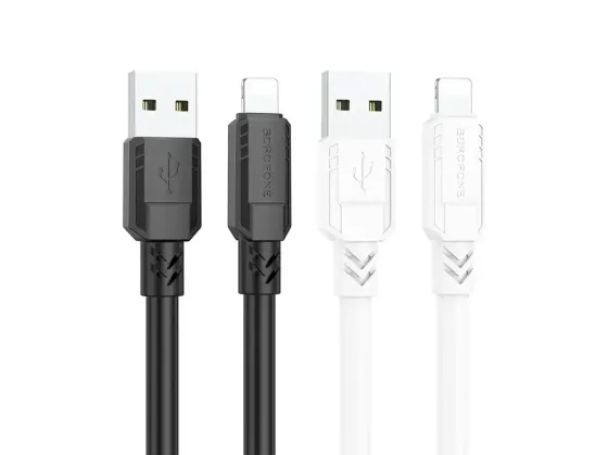 Кабель USB - Lightning Borofone BX81 1м 2.4А товстий міцний 6мм шнур із чіпом захисту для iPhone iPad білий Одеса
