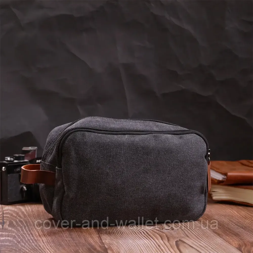 Сумка клатч для мужчин на два отделения из качественного текстиля черного цвета PS Киев - изображение 3