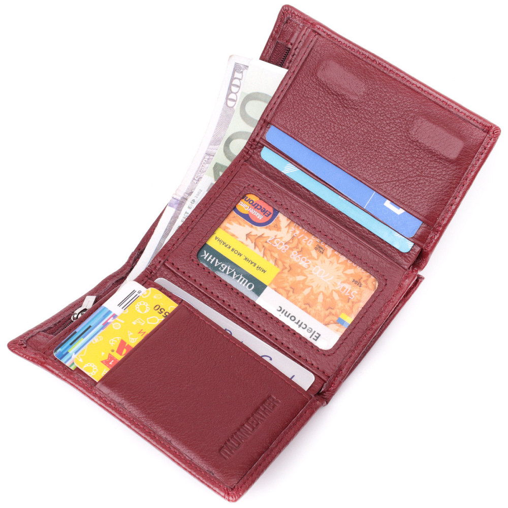 Кожаный женский кошелек в три сложения Бордовый (ST Leather) Киев - изображение 10