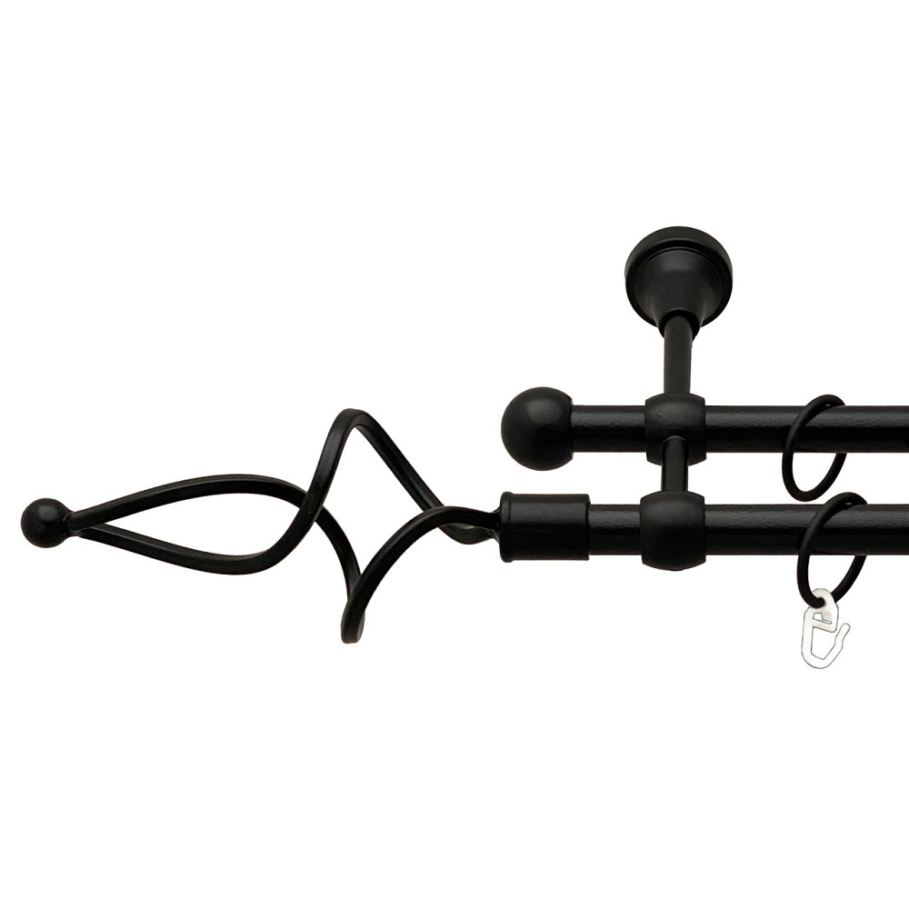 Карниз Orvit Ажур Хвилястий металевий дворядний литий Чорний Оксамит 16\16 мм 300 см (00-00016137) Львов - изображение 1