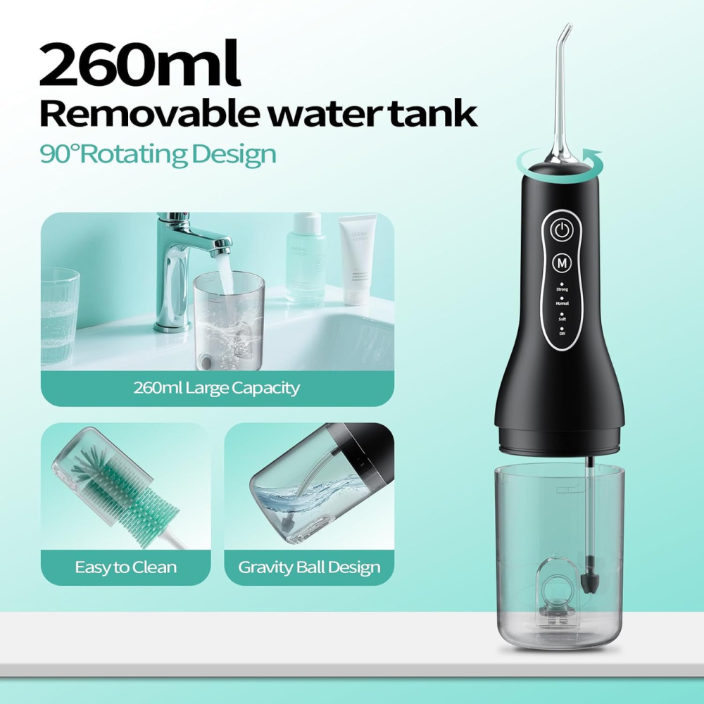 Беспроводной ирригатор OasiSmile 260 мл, 4 режима, 5 насадок, 30–120 PSI, IPX7, аккумулятор до 40 дней Киев - изображение 6