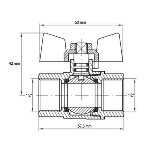 Кран кульовий Koer KG.207 - 1/2" FF ГГМ (газ) (KR4958)   ( 25441 ) Харків