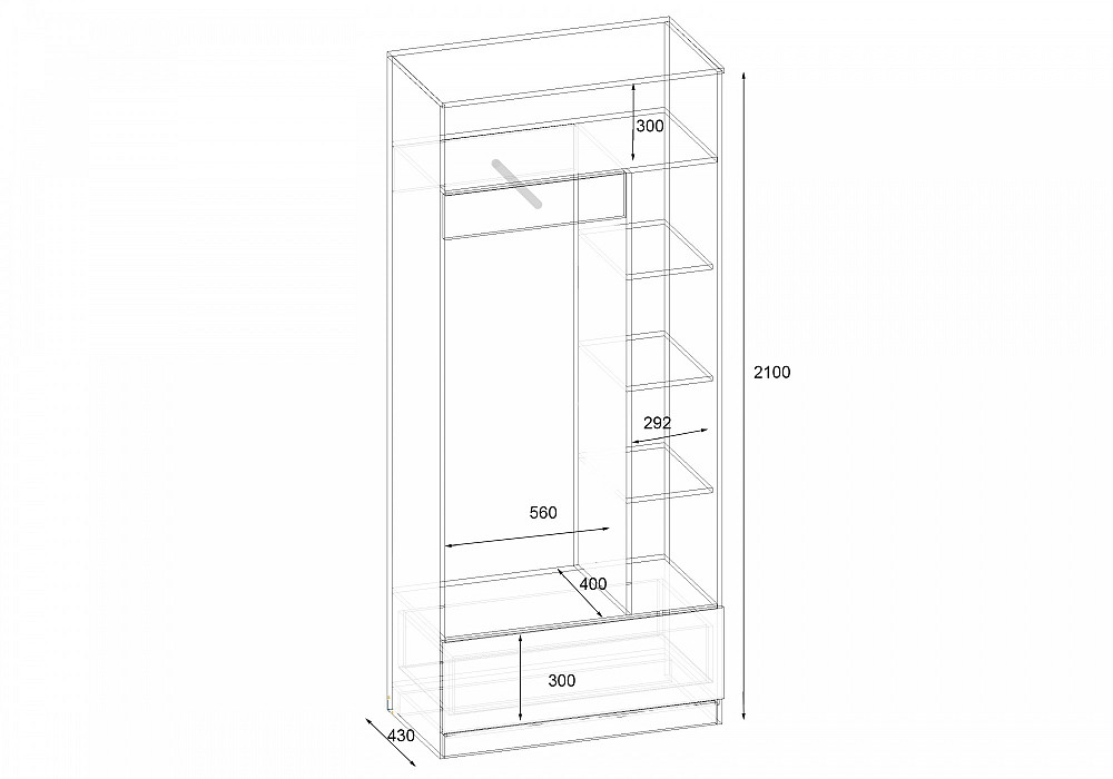 Прихожая ГКШ-5, Дуб Конкордия, 900/430/2100 Львов - изображение 2