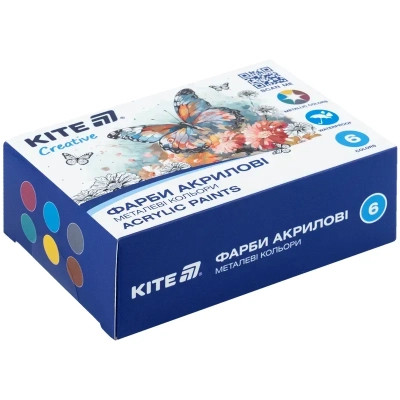 Акриловые краски Kite Creative 6 металевих кольорів, 20 мл (K-273) Винница - изображение 1