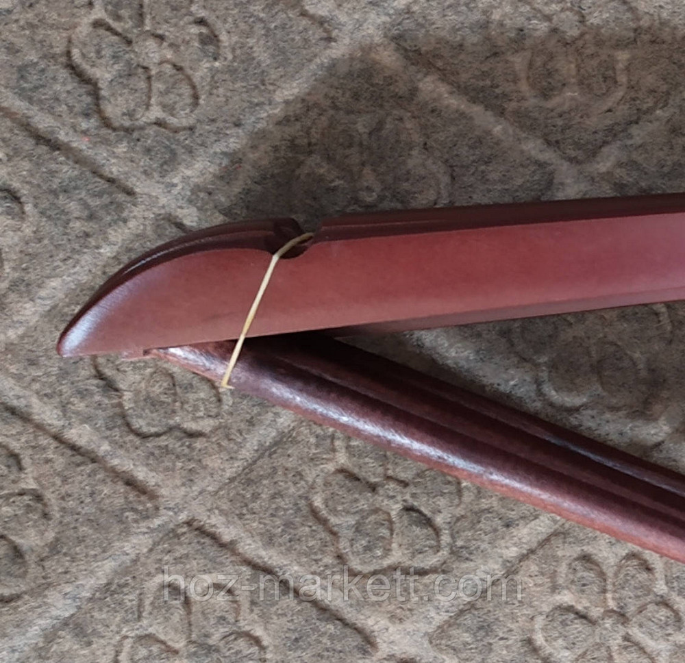 Вішалки плічка для одягу дерев'яні темні лаковані 5 шт. у пап із хромованим поворотним гачком Харків - фото 4