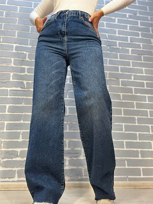 Джинсы женские Twin 1341 палаццо ровные от бедра стрейч отрезной низ, синий, 36, 36, 76 см, 100 см Киев - изображение 16