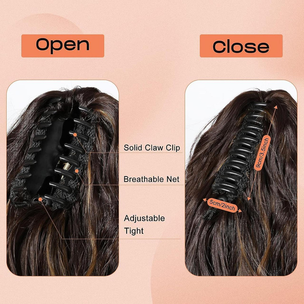 Накладний хвіст каштановий з меліруванням хвилястий, шиньйон на крабі затискачі 45 см, термостійке волосся коричневе з русявим Київ - фото 7