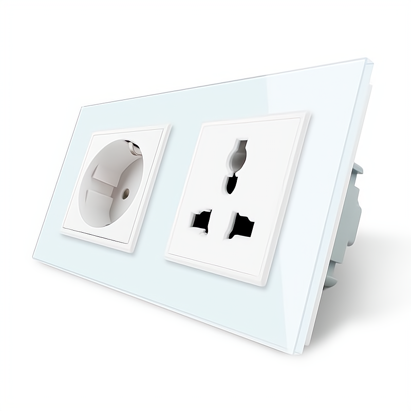 LIVOLO Розетка двомісна силова і універсальна Livolo білий скло (VL-C7C1EUC1C-11) Київ - фото 1