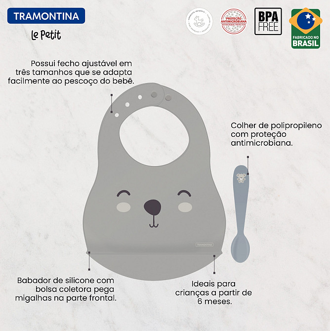 Дитячий набір Tramontina Baby Le Petit gray, 2 предмети (6710904) Київ - фото 3