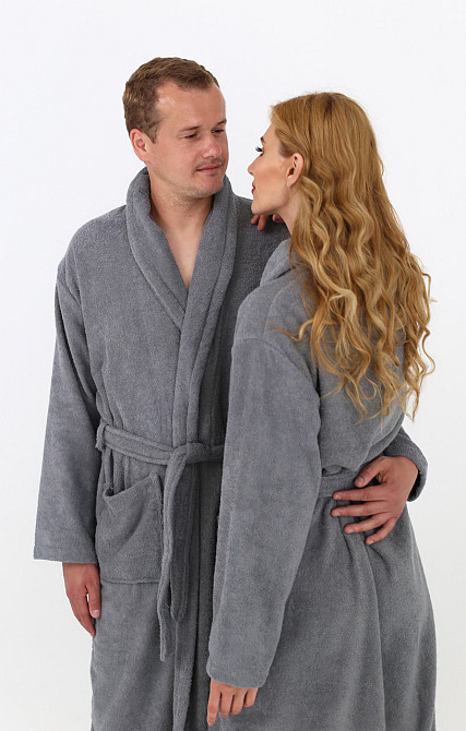 Жіночий халат Ideal Textile банний махровий сірий (56860461) Чернівці - фото 5