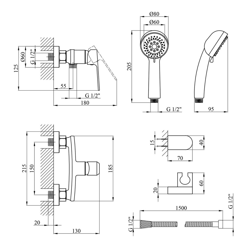 Смеситель для душа Kroner KRP Dorn с душевым гарнитуром - C050 Киев - изображение 7