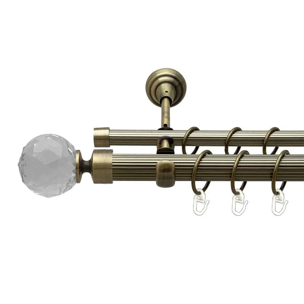 Карниз Orvit Люміера металевий дворядний відкритий рифлена труба кільце металеве Антик 25\16 мм 160 см (00-00017985) Львів - фото 1