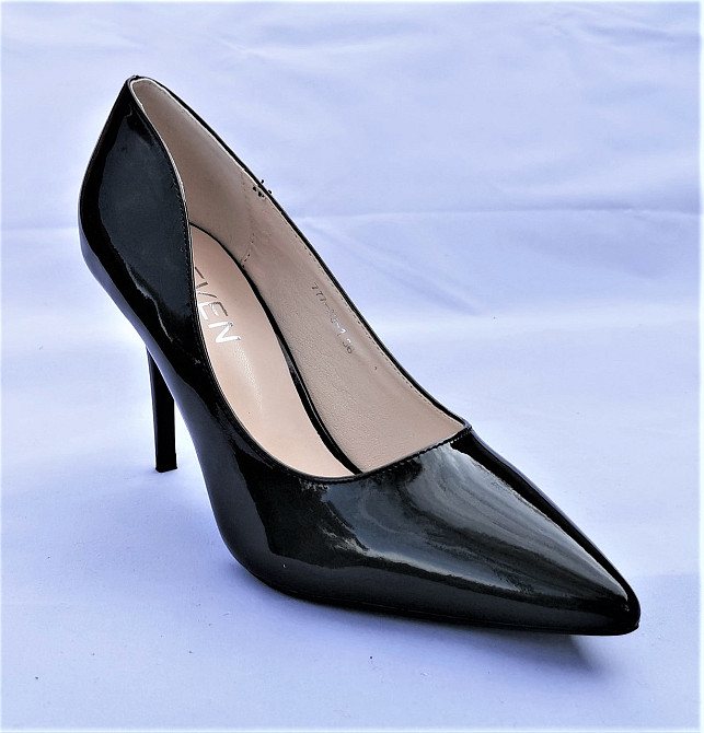 Жінці Чорні Туфлі на Каблуці Шпильке Лакові Кладочки (розміри: 37,38) - 3-1 Дніпро - фото 7