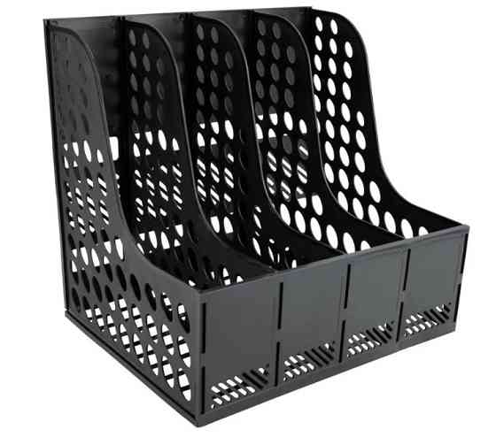 Лоток для документов вертикальный, сборный пластиковый черный, 4 секции Павлоград