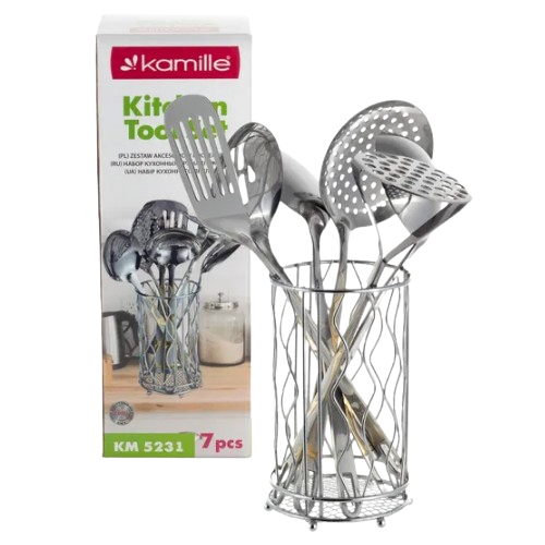 Набір кухонного приладдя 7 предметів:(6шт + підставка) нержавіюча сталь 5231 KAMILLE Житомир - изображение 11