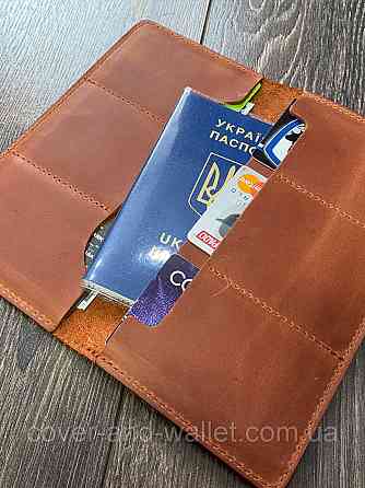 Коричневый кошелек купюрник ручной роботы из натуральной кожи LQ Leather Киев