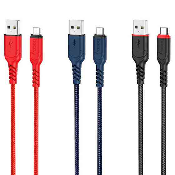 Кабель HOCO X59 USB to Micro 2.4A, 1m, nylon, TPE connectors, Red Киев