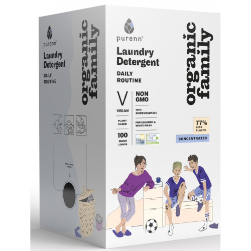 Натуральний рідкий концентрат DAILY ROUTINE для прання кольорових та білих речей з Малиною Purenn Organic Family 3 л Київ - фото 1
