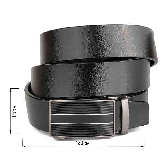 Ремень мужской с полосками на пряжке Vintage 20334 Черный Киев