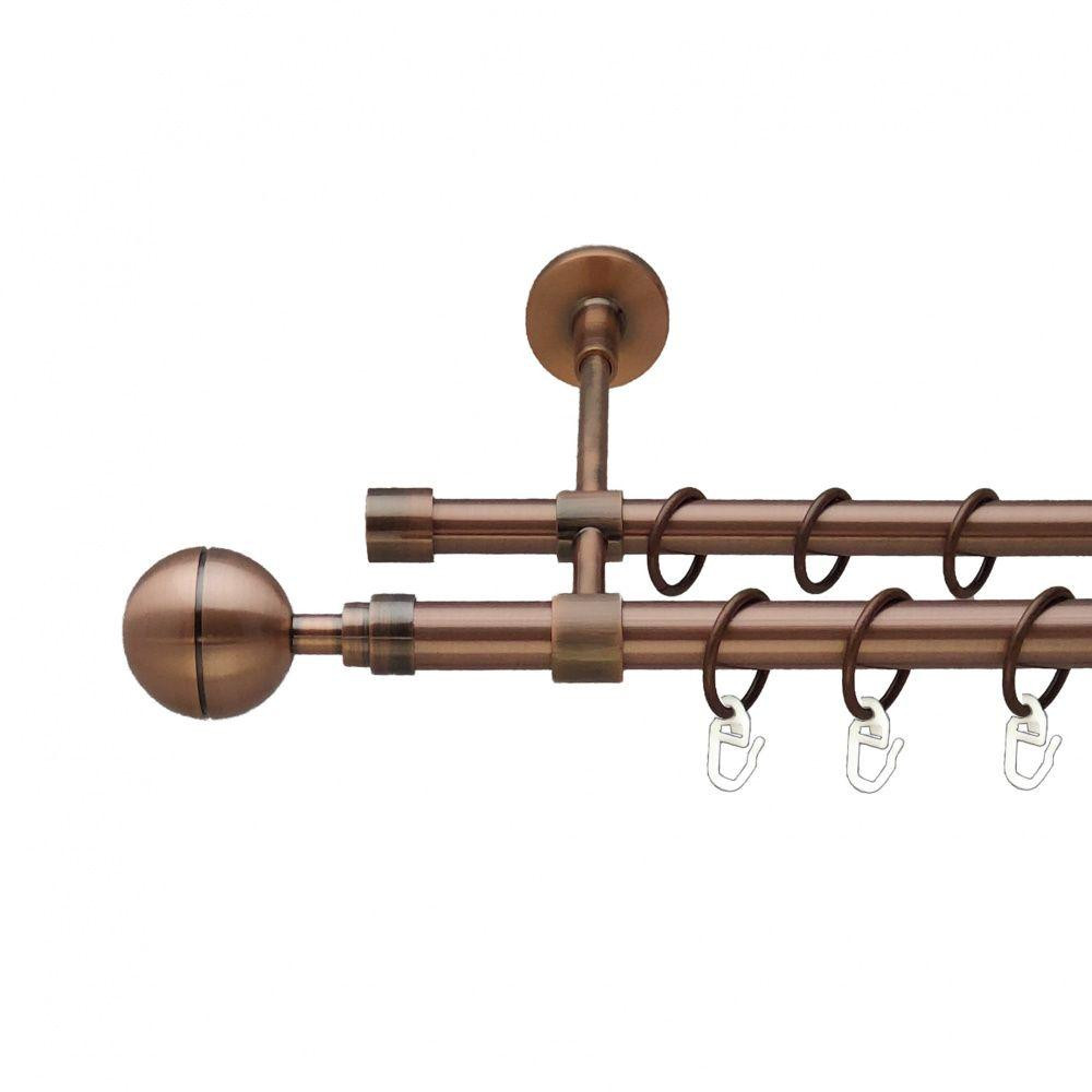 Карниз Orvit Корсо металевий дворядний закритий гладка труба кільце металеве Мідь 19\16 мм 160 см (00-00011958) Львів - фото 1