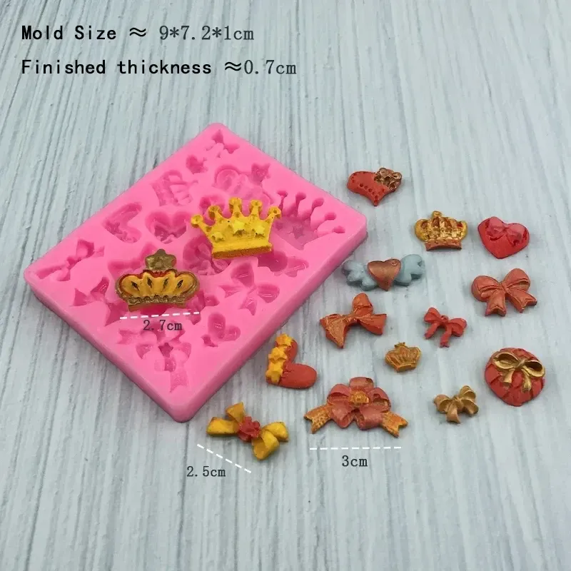 Молд силіконовий Бантики і корони 90 на 72 мм рожевий Київ - фото 5