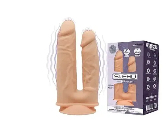 Фалоімітатор подвійний з вібрацією SilexD Double Gusto Flesh Motor (Model 1 size 8" & 7"), двошарови Львів