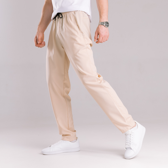 Чоловічі легкі весняні штани вільного крою бежеві Pobedov Aero Київ