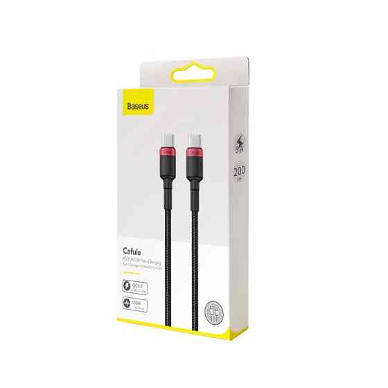 Кабель Baseus Cafule PD2.0 100W flash charging Type-C For Type-C cable 2m Red+Black CATKLF-AL91 Одесса