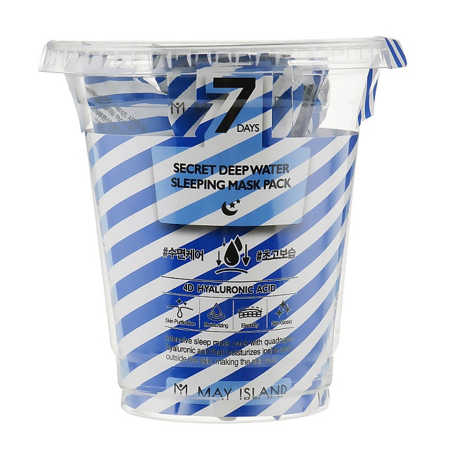 Набір Зволожуюча нічна маска з гіалуроновою кислотою і примулою 7 Days SECRET DEEP WATER SLEEPING MASK PACK May Island 5мл х12 Київ - фото 1